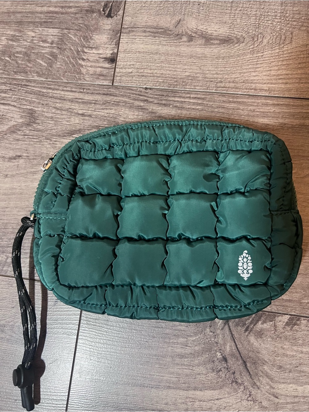 Free People Quilted Dark Green Toiletry Pouch